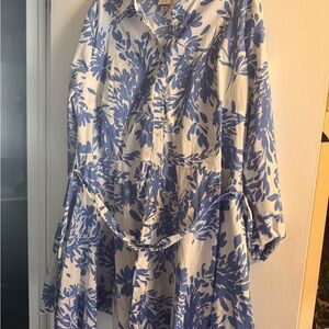 a new day Blue Floral Button-Front Dress